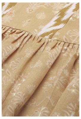 Yellow Ikat Print With Gold Foil Cotton Blend Short Kurti 4
