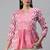 Pink Ikat Print With Gold Foil Cotton Blend Short Kurti