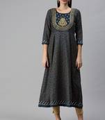 Teal Bandhani Print Gold Foil Cotton Blend A-Line Kurta