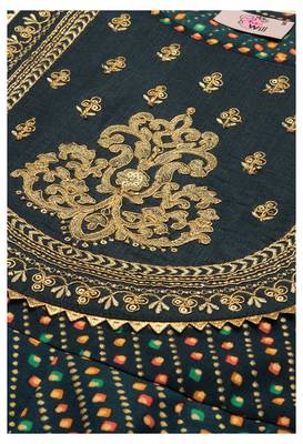 Teal Bandhani Print Gold Foil Cotton Blend A-Line Kurta 4