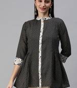 Black Gold Foil With Geometric Printed Cotton Blend Tunic