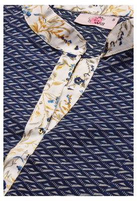Blue Gold Foil With Geometric Printed Cotton Blend Tunic 4