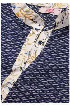 Blue Gold Foil With Geometric Printed Cotton Blend Tunic