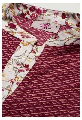 Maroon Gold Foil With Geometric Printed Cotton Blend Tunic 4