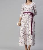 Wine Gold Foil Geometric Printed Cotton Blend Flared Kurta