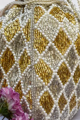 Rabia Potli White -Gold