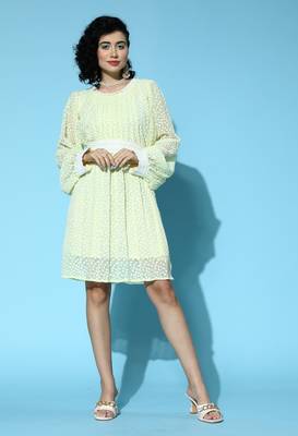 Yellow printed georgette maxi-dresses 1