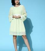 Yellow printed georgette maxi-dresses