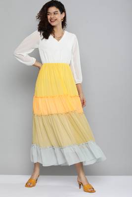 Multicolor plain georgette maxi-dresses 1