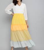 Multicolor plain georgette maxi-dresses