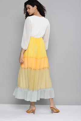 Multicolor plain georgette maxi-dresses 2