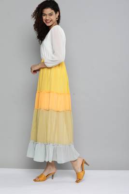 Multicolor plain georgette maxi-dresses 3