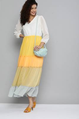 Multicolor plain georgette maxi-dresses 5
