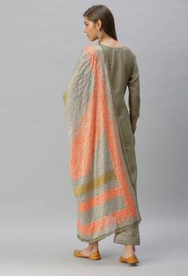Green Sequence Embroidery With Gota Patti Border Silk Blend Kurta Pant With Digital Dupatta 2