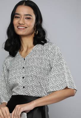 White printed crepe crop-tops 1