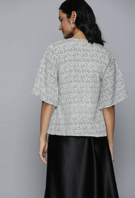 White printed crepe crop-tops 2