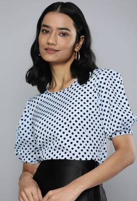 Blue printed crepe crop-tops 1