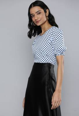 Blue printed crepe crop-tops 3