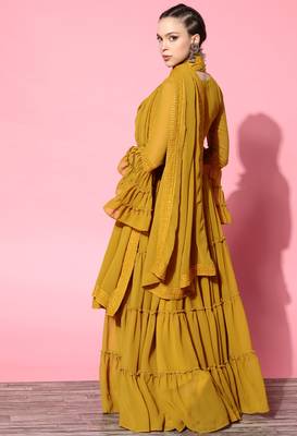 Mustard sequins georgette stitched lehenga 2