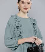 Grey plain georgette crop-tops