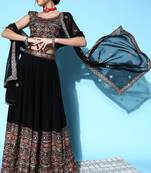 Black sequins georgette stitched lehenga