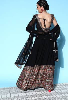 Black sequins georgette stitched lehenga 2
