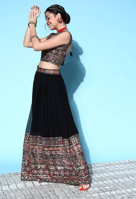 Black sequins georgette stitched lehenga 3