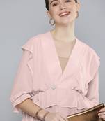 Pink plain georgette crop-tops