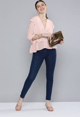 Pink plain georgette crop-tops 5