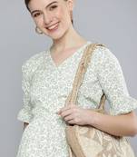 Green printed crepe crop-tops