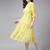Yellow printed georgette short-dresses