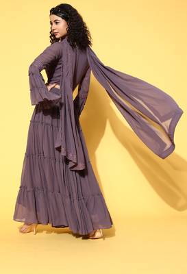 Purple sequins georgette stitched lehenga 2
