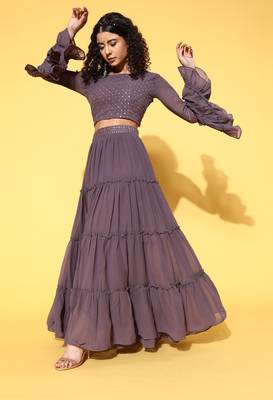 Purple sequins georgette stitched lehenga 3