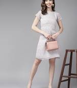 White printed georgette short-dresses