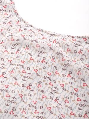White printed georgette short-dresses 2