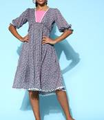 Grey printed georgette maxi-dresses