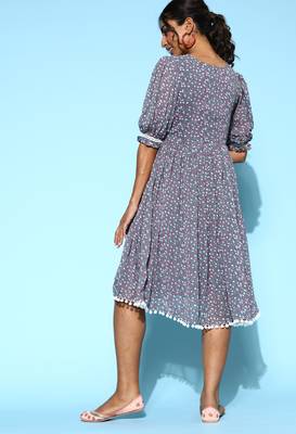 Grey printed georgette maxi-dresses 2