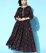 Blue printed cotton maxi-dresses