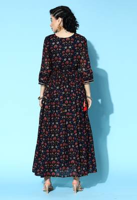 Blue printed cotton maxi-dresses 2