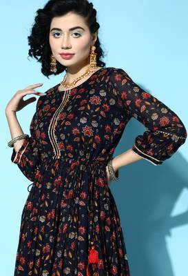 Blue printed cotton maxi-dresses 3