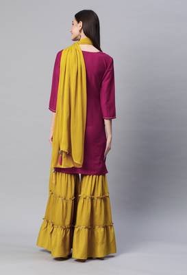 SheWill Pink Chinon Tasseled Zari Sequence Kurta Set with Dupatta 2