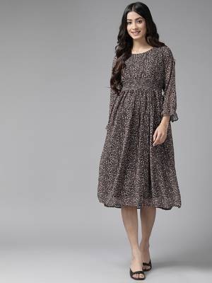 Black printed georgette short-dresses 1