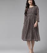 Black printed georgette short-dresses