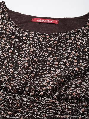 Black printed georgette short-dresses 2