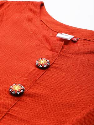 Orange plain cotton cotton-kurtis 2