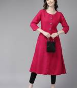 Rani-pink plain cotton cotton-kurtis