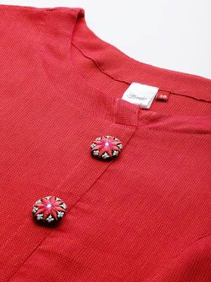 Red plain cotton cotton-kurtis 2