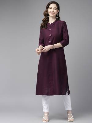 Purple plain cotton cotton-kurtis 1