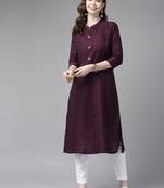 Purple plain cotton cotton-kurtis