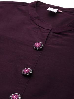 Purple plain cotton cotton-kurtis 2